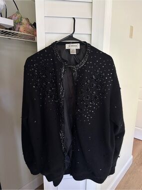 a.n.a Black Beaded Embellished Women's Cardigan Sweater
